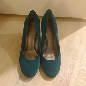 Teal Suede Wedges
